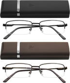 Success Eyewear Reading Glasses 2 Pk Ultra Thin Lightweight Spring Hinge Glasses for Reading Men Women w Cases