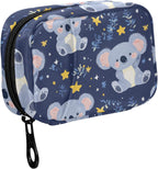 Fustylead Cute Cartoon Koala Bear and Stars Travel Pill Case Bag with Zipper Weekly Pill Box 8 Compartments 7 Day Personal Pill Case Purse Medicine Case Organizer