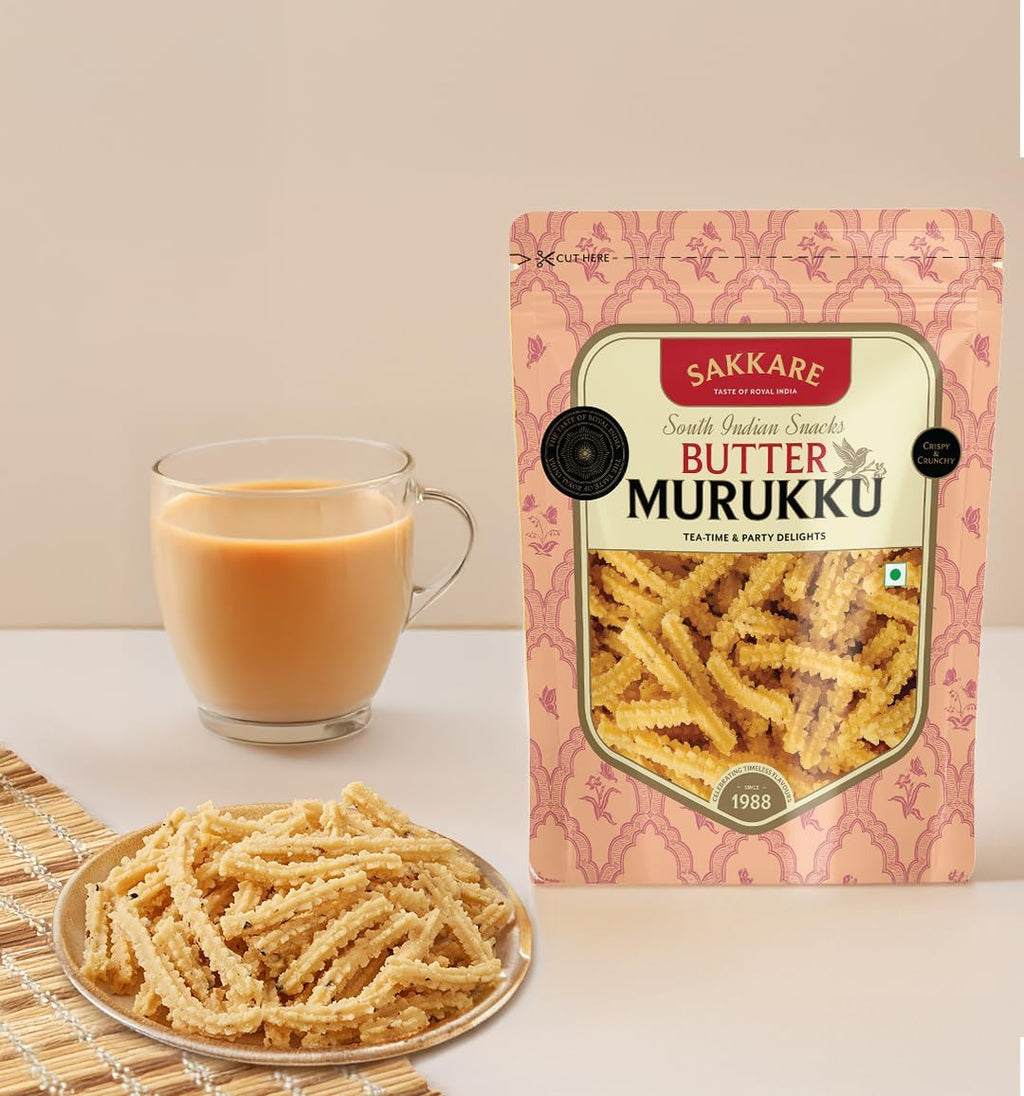 Sakkare Butter Murukku | Murukku/Chakli | Indian Snacks | Delicious, Chrunchy Namkeen, Ready to Eat |
