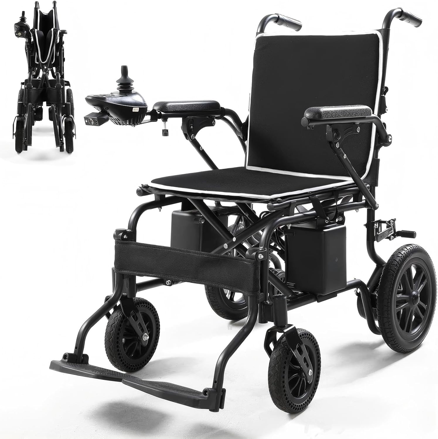 Electric Wheelchair Adult Foldable Portable Mobility Scooter - Includes Remote Control, Ergonomic Adjustable backrest, Powerful Dual Motors for Ample Power (Normal White, 12Ah)