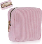 Corduroy Period Bags for Girls, Period Pouch Sanitary Napkin Storage Bag for Pads Small Tampons, Sanitary First Gifts for Girls (Pink)