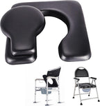 PU Commode Seat Cushion with Sponge Padded,C Shape Waterproof Soft Pad,Suitable for Bedside Commode Chairs,Raised Toilet Seats(Black)