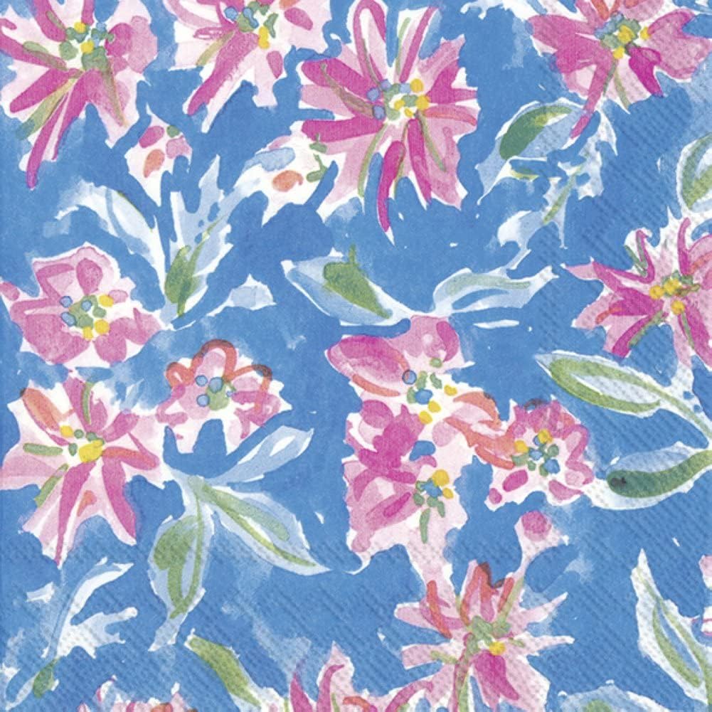 Leilani Blue Floral IHR Luxury Traditional Paper Table Napkins 20 in Pack 3-ply