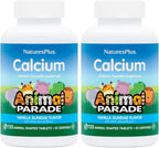 NaturesPlus Animal Parade Calcium, Vanilla Sundae Flavor - 135 Animal-Shaped Chewable Tablets, Pack of 2 - Vegan, Gluten Free - 90 Total Servings