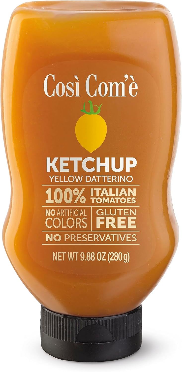 Cosi Come - Italian Yellow Tomatoes Ketchup, 9.88 oz (280 gr), No preservatives, No Artificial Flavors, Non GMO