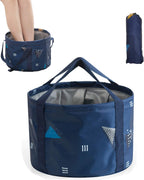 24L Large Foldable Feet Soaking Bath Tub Collapsible Bucket, Portable Travel Foot Soak Spa Basin for Camping Washing, Dark Blue