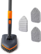 CLEANHOME Tile Tub Scrubber Brush with 3 Different Function Cleaning Heads and 56" Extendable Long Handle-No Scratch Shower Scrubber for Cleaning Bathroom Kitchen Toilet Wall,Bathtub,Sink,Grey