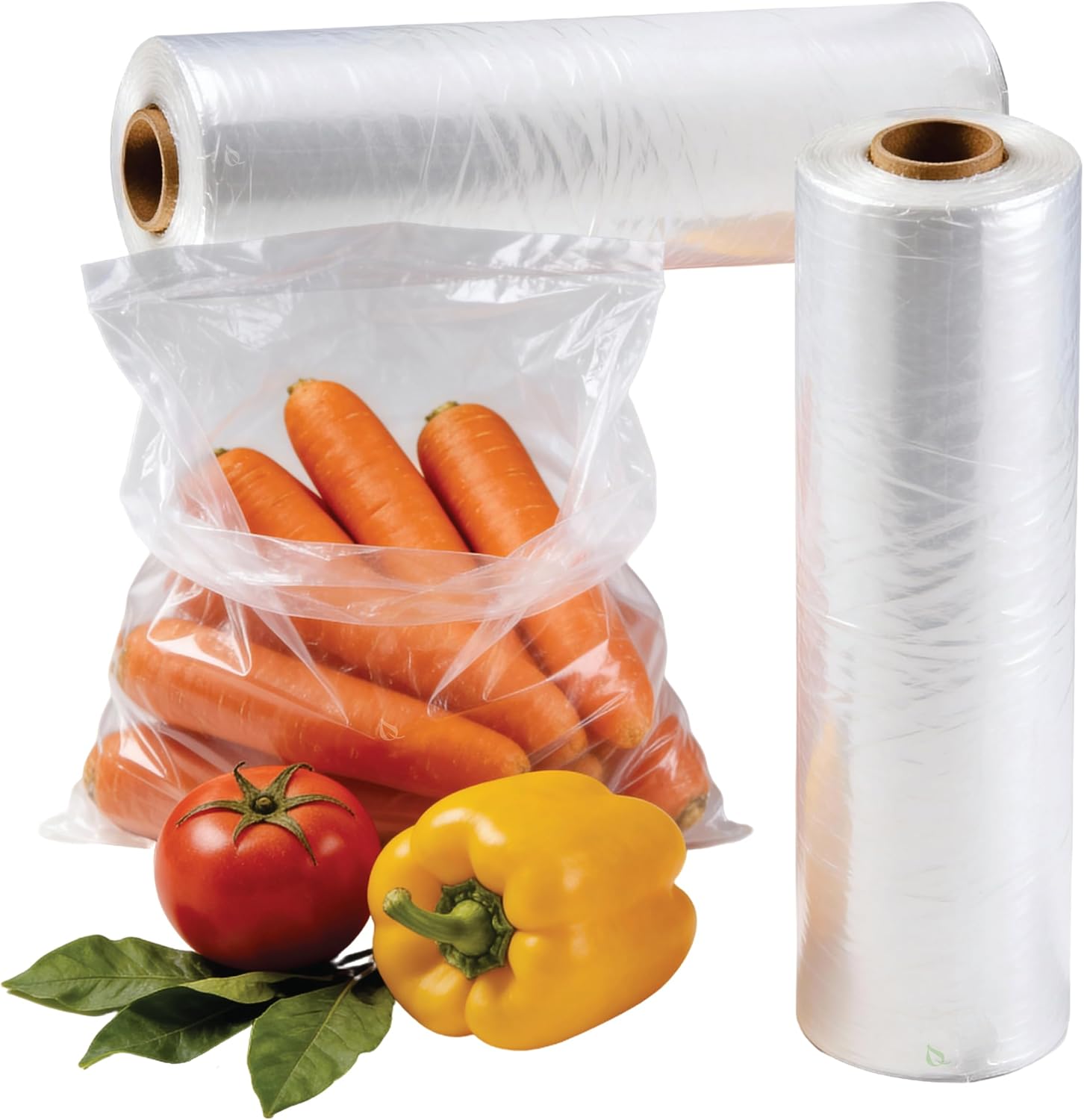 EcoQuality 18" x 24" Plastic Produce Bags on a Roll 250 Bags/Roll - Food Storage Bags, Clear Plastic Bags for Vegetables, Food, Fruits, Bread, Pet Waste, Grocery, Supermarket Bags (1)