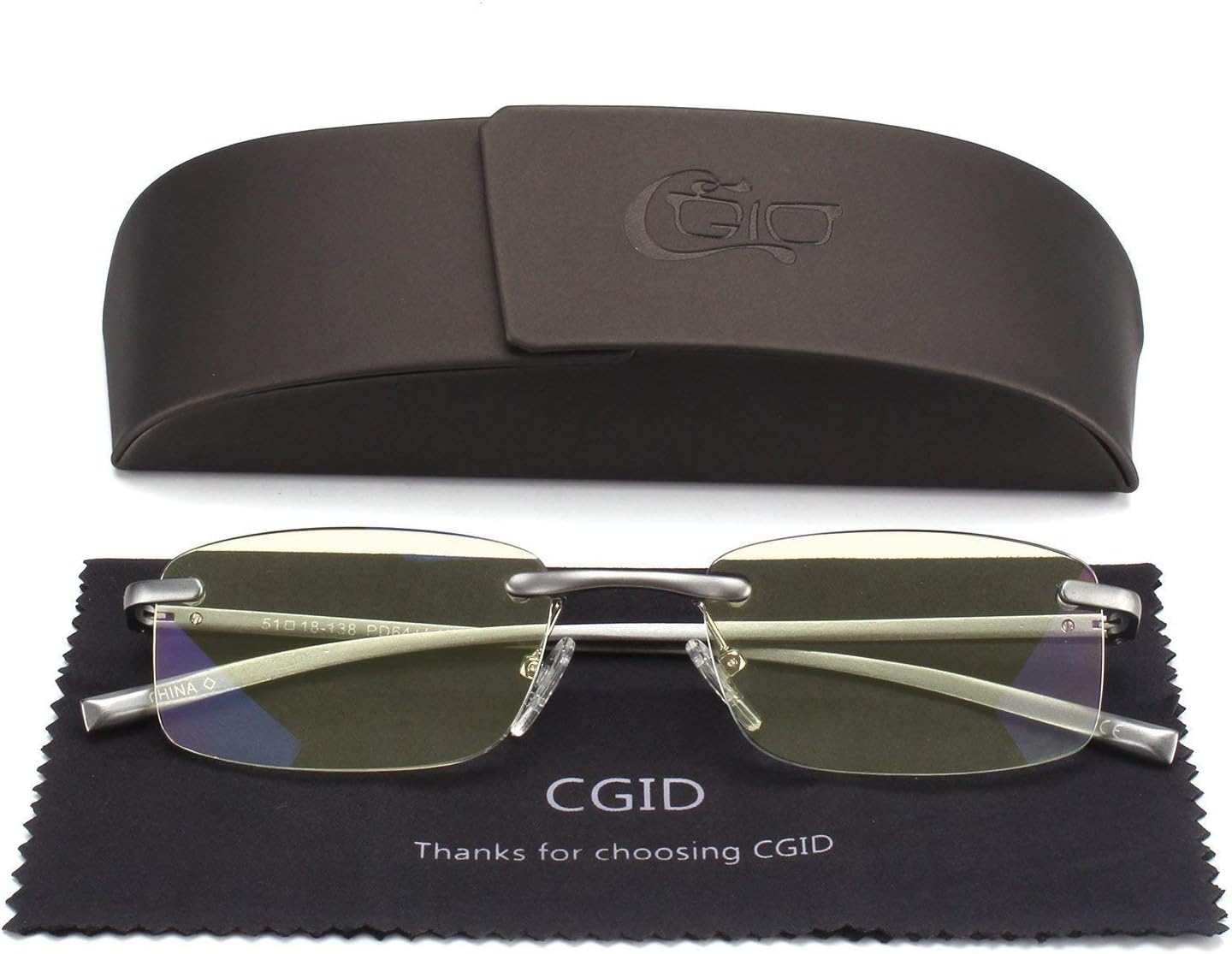 CGID Unisex Lightweight Rimless Frameless Rectangle Reading Glasses Mens Womens Spring Hinge Readers