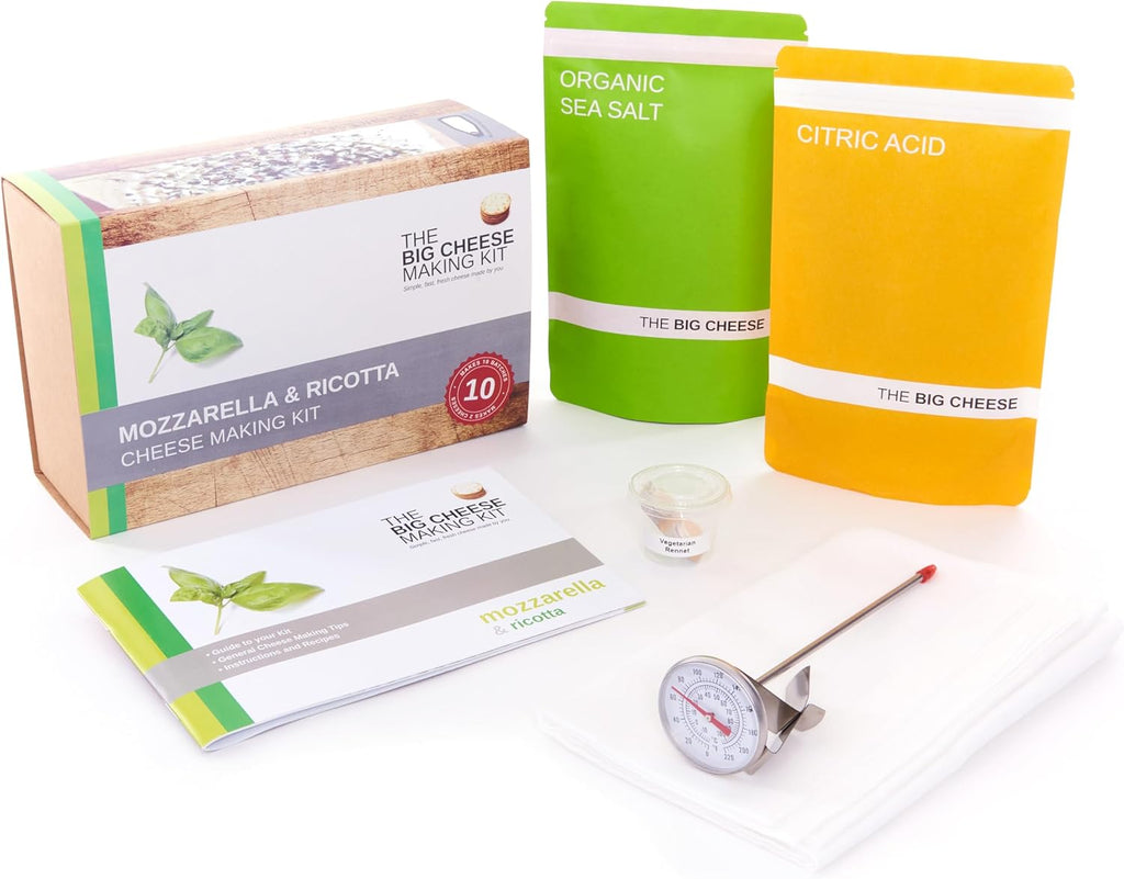 Mozzarella & Ricotta Cheese Making Kit – DIY Cheese Maker, Craft Fresh Mozzarella, Ricotta Cheese at Home – Includes Cheese Making Supplies & Vegetarian Rennet for Cheese Making, 10 Batches