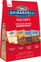 GHIRARDELLI Chocolate Caramel SQUARES Assortment, 12.9 oz Bag Premium Milk, Dark, and White Chocolate with Luscious Caramel Filling