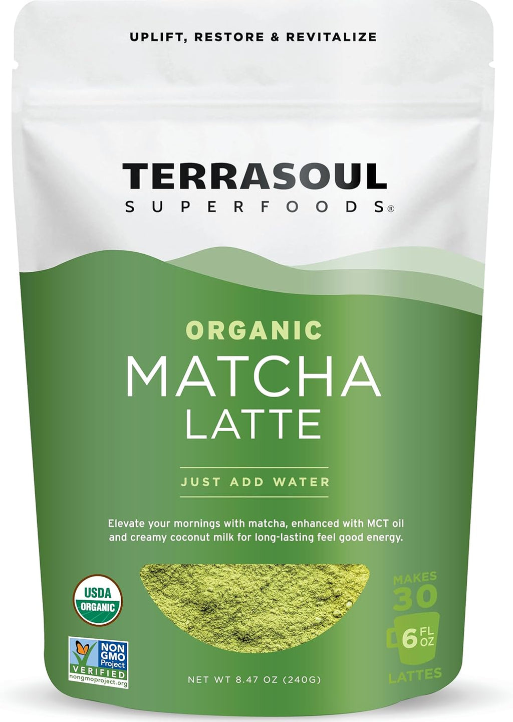 Terrasoul Superfoods Organic Matcha Latte – Premium Grade, Vegan & Dairy-Free - 8.47oz