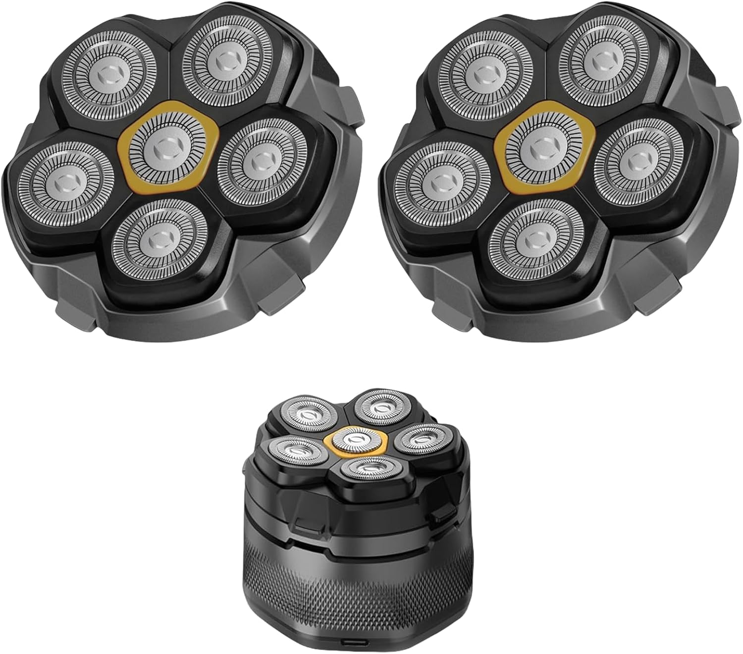 Magnetic 6 Blades Head Shaver Replacement Heads for Many 6D Magnetic Electric Razor,Newly Designed Magnetic 6D Blade Head Compatible with Head Shavers for Bald Men,2 Pack Travel Size for Ufree Shaver.