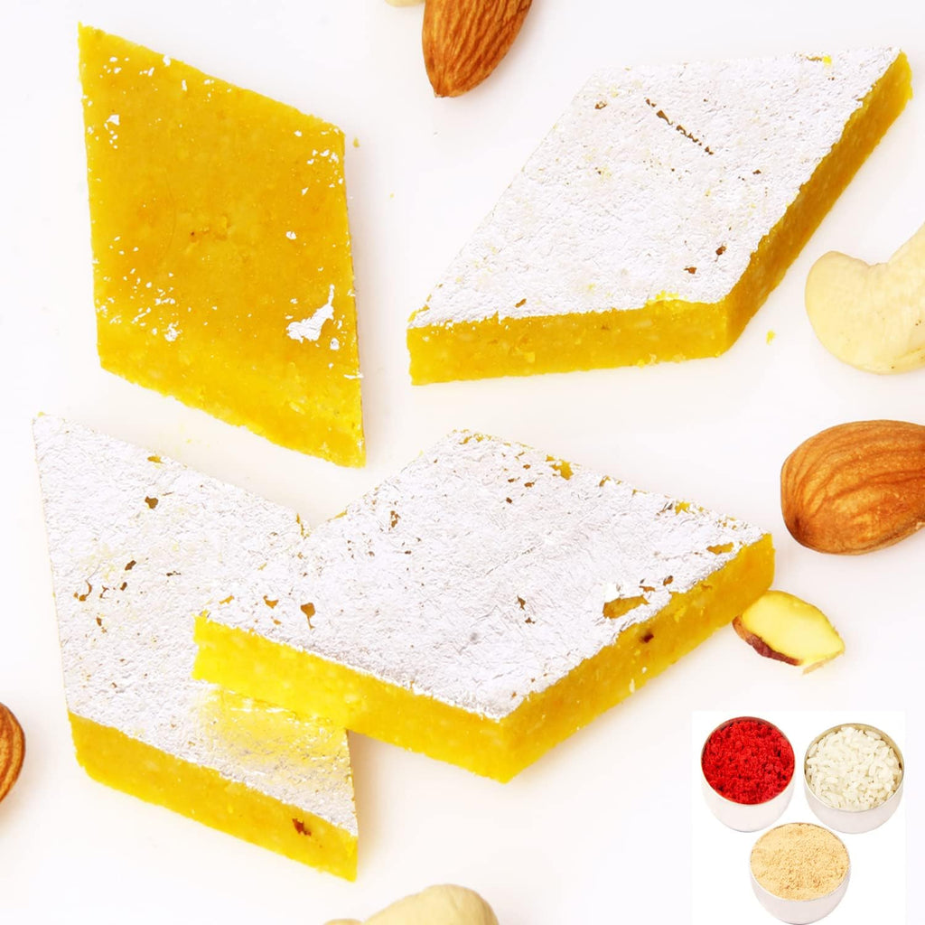 Ghasitaram Gifts Bhaidooj Gifts for Brothers - Pure KESARI KAJU KATLI (800 GMS)