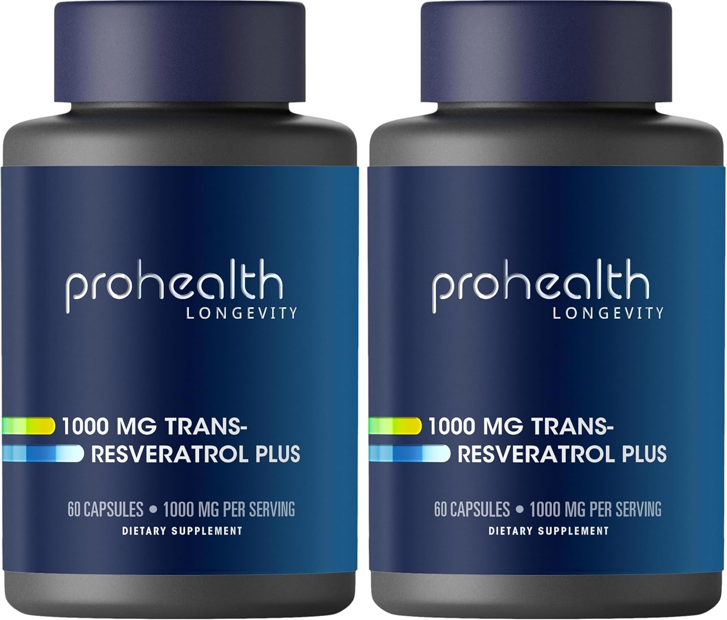 ProHealth Resveratrol 1000mg | Pure Trans-Resveratrol | Plus Quercetin, Red Wine & Green Tea Extract | Clinically Studied to Support Cellular Health, Memory, Healthy Aging | 60 Capsules (Pack of 2)
