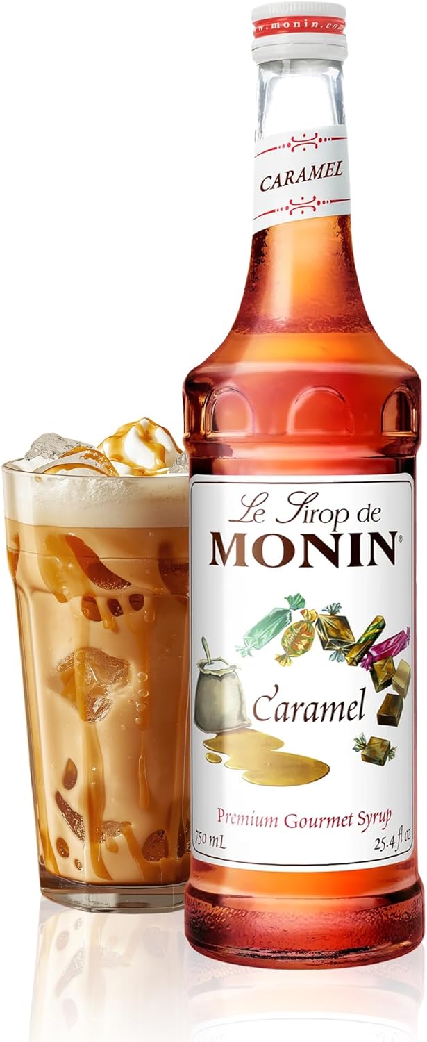 Monin - Caramel Syrup, Rich and Buttery, Great for Desserts, Coffee, and Cocktails, Gluten-Free, Non-GMO (750 ml)