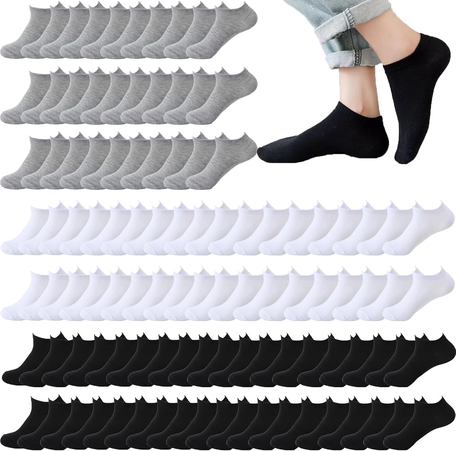 12-30 Pairs Low Cut Ankle Socks for Men Thin Breathable Casual No Show Athletic Socks Bulk