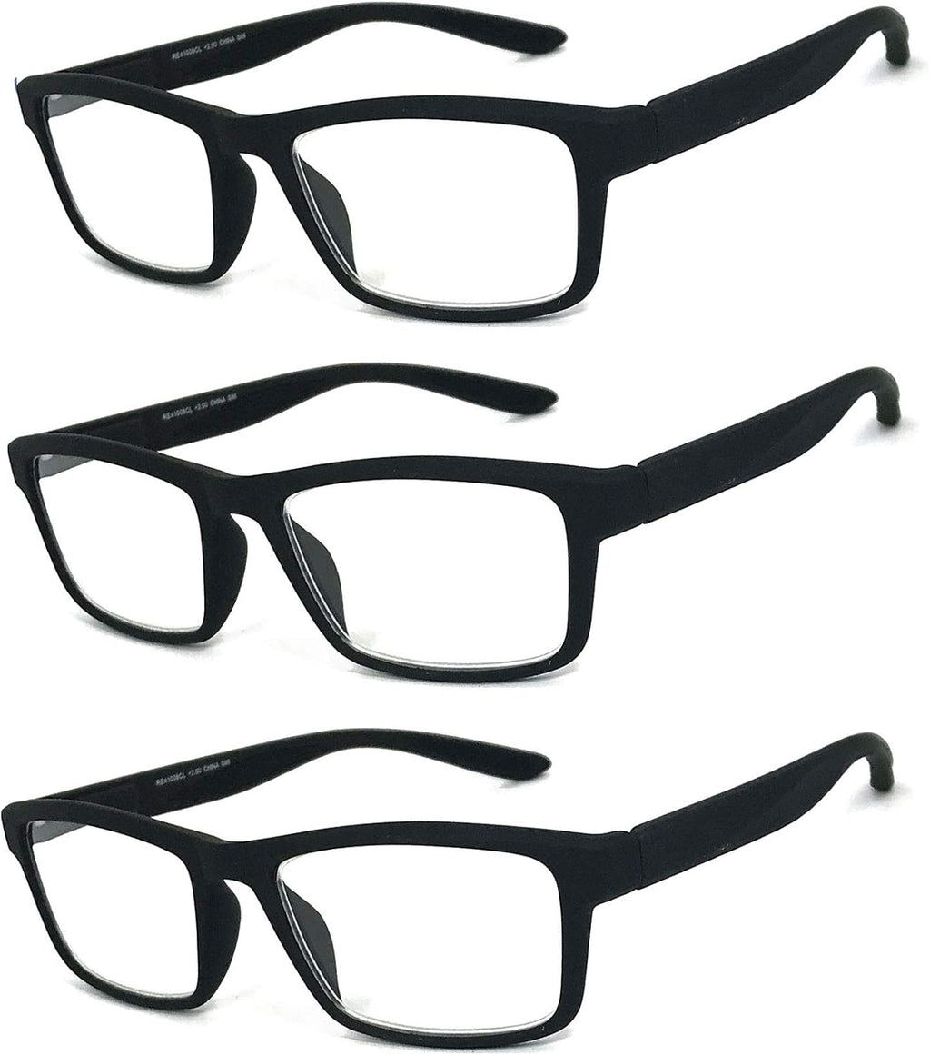 Men Women Retro Square Rubberized Frame Reading Glasses Spring Hinges