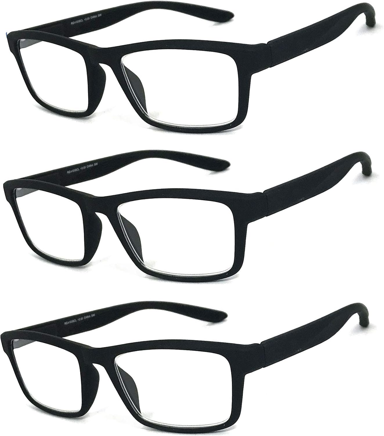 Men Women Retro Square Rubberized Frame Reading Glasses Spring Hinges