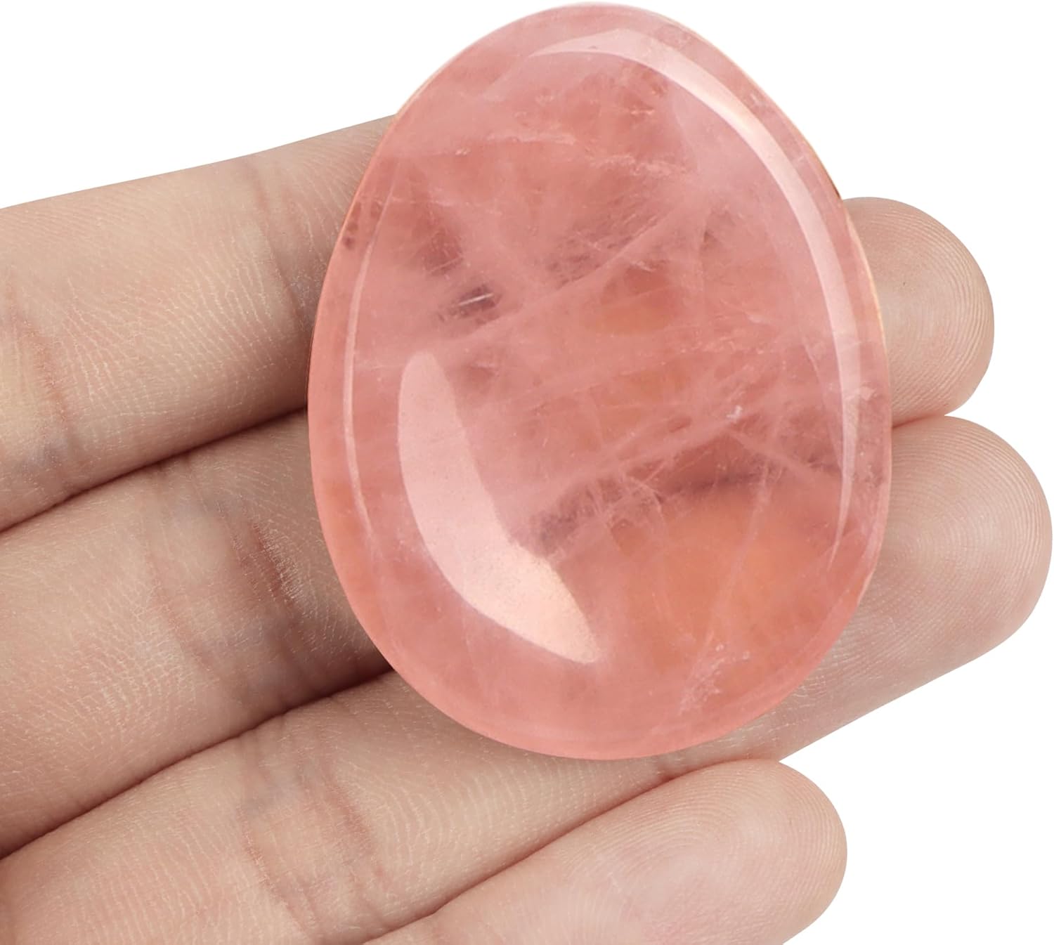 Artistone Rose Quartz Crystal Thumb Stone Worry Stones Hand Carved Palm Stones Crystal Chakra Worry Stone for Anxiety, Meditation Reiki, Water Drop Shaped