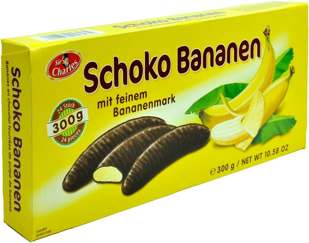 Schoko Bananen Marshmallow Gum With Banana Flavor And Chocolate Glacing 300g/10.58 Oz/24 Pieces