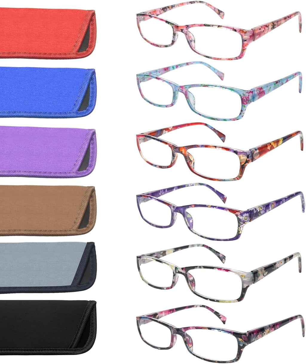VIDEBLA Computer Reading Glasses Men and Women Anti Eyestrain Blue Light Blocking Glasses for Reading (6 Pack Mix, 1.50, x)