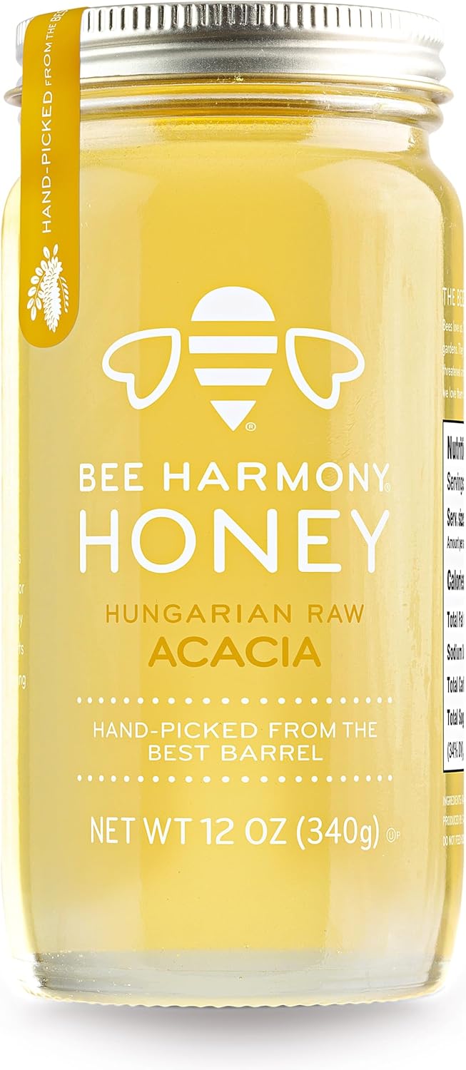 Bee Harmony Hungarian Raw Acacia Honey, 12 Ounce