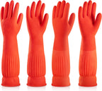ThxToms Rubber Dishwashing Cleaning Gloves (2-Pair) - Fleece Lined, Reusable, Waterproof with Extra-Long Cuff & Anti-Slip Design for Household & Kitchen Use - Large