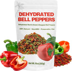 10oz Dehydrated Bell Peppers Flakes - Dehydrated Red & Green Chopped Bell Pepper, Dried Mixed Peppers for Cooking, Soup, Salad, Pasta, Stir-Fry, Omelet
