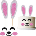 Happy Birthday Cake Topper,Bunny Ears Set Cake Decorations,Rabbit Birthday Cake Topper, Baby Shower,Birthday Party Easter Party Decoration Supplies (Bunny Ears)