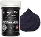 MIDNIGHT BLACK Sugarflair Pastel Paste Edible Concentrated Food Icing Colouring
