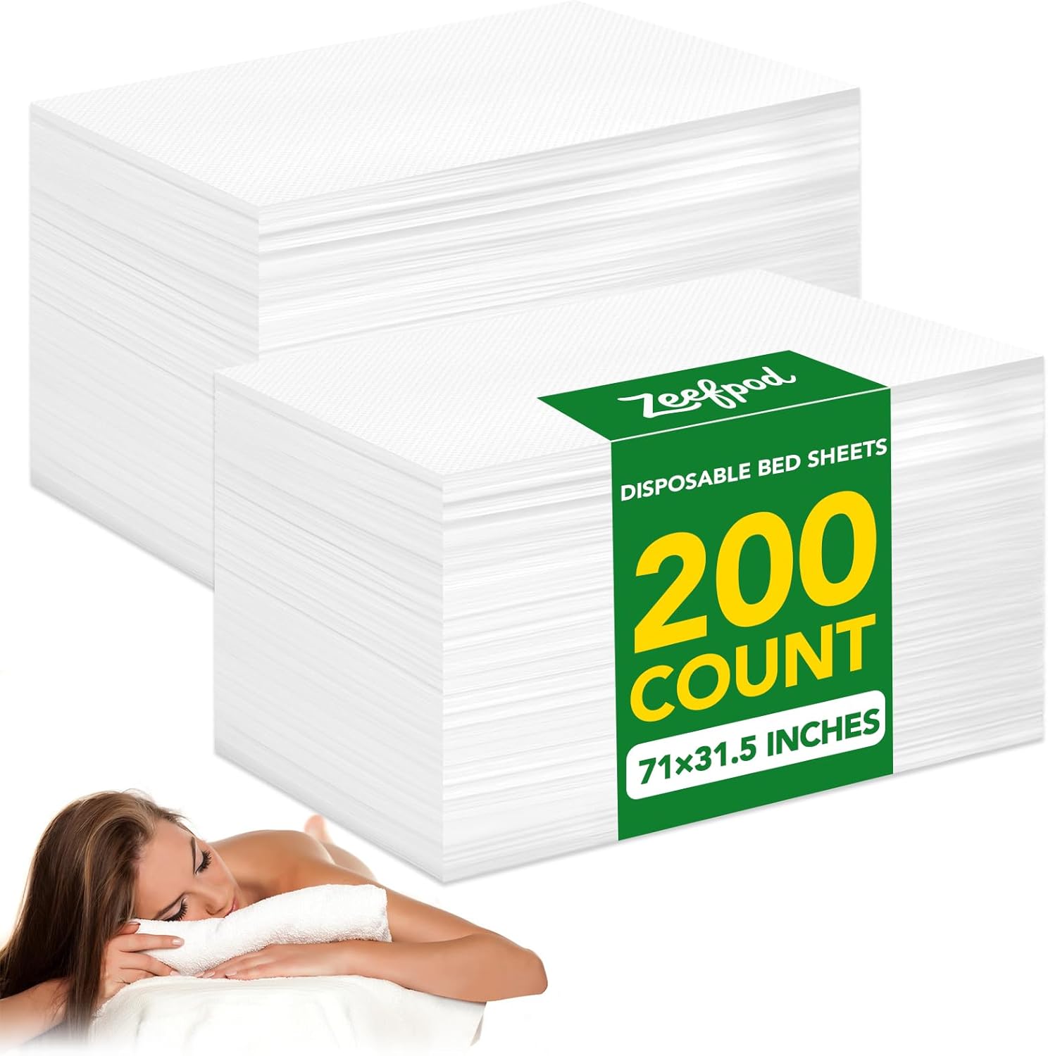 200Pcs Disposable Massage Table Sheets 31.5" x 71" Non-Woven Fabric massage table cover for Hygiene and Comfort in Tattoo,Spa Treatments, Breathable and Durable Sheets(White)
