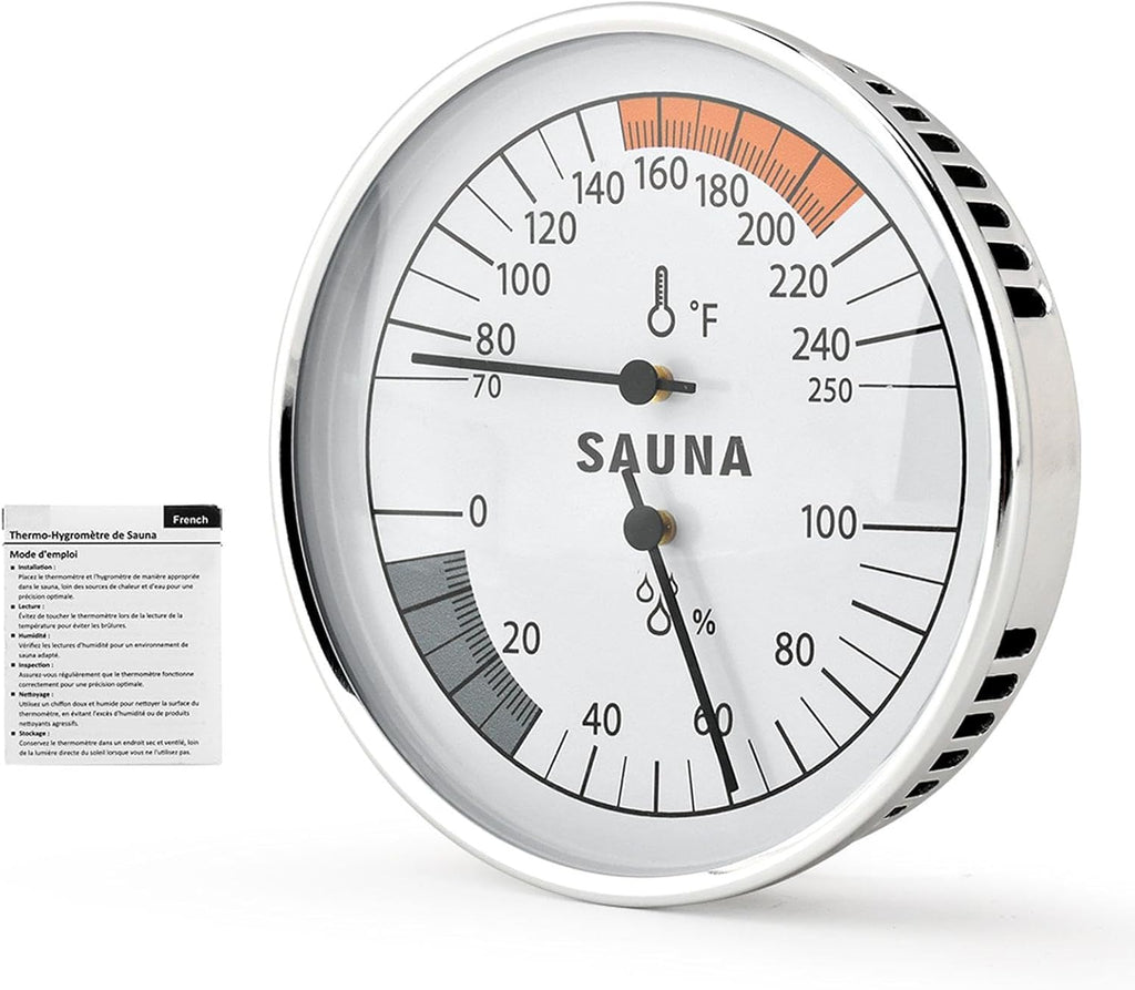 Sauna Thermometer & Hygrometer, 2 in 1 Fahrenheit Thermometer Hygrometer for Sauna Room, Portable Temperature & Humidity Gauge for Room Temperature Humidity Monitor