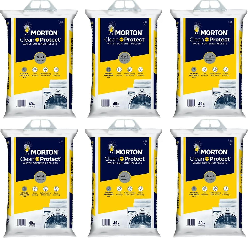 40lb Bags, Morton Clean and Protect Water Softener Salt Pellets (Pack of 6)