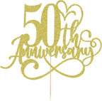 50 Wedding Anniversary Cake Topper - 50th Anniversary Party / 50th Birthday Party Happy Gold Glitter Party Decoration Ideas (50)