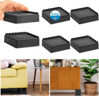 Bed Risers 1 inch, 2 inch, 3 inch, 4 inch Heavy Duty, Adjustable Furniture Riser for Table Desk Couch Sofa Chair Recliner Leg Frame Dorm, Stackable Bed Raisers Blocks (Black 4 Pack, 1 inch)