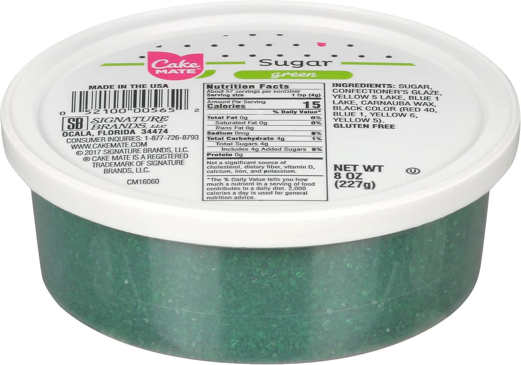 Cake Mate St. Patricks Green Sanding Sugar – Edible Green Decorating Sugar for Cupcakes, Cakes, Cookies, Desserts, Cocktails – Perfect for Cake Decorating, Holiday Treats, and Special Occasions (8 oz)