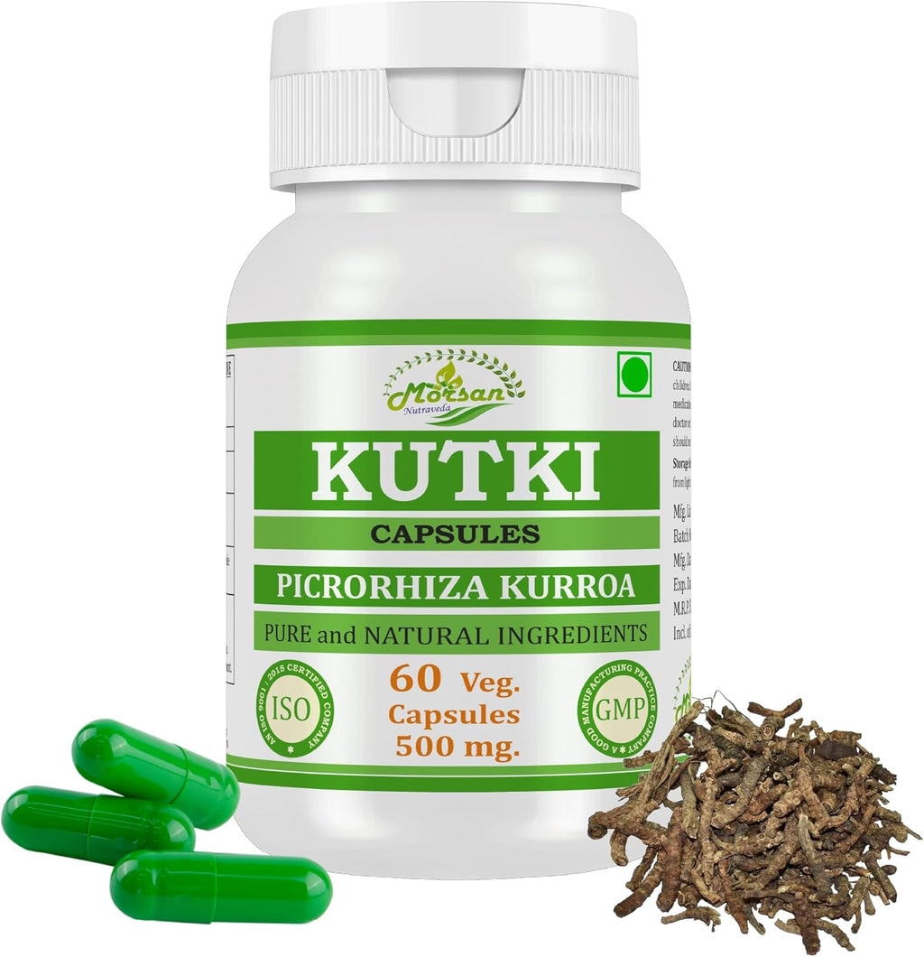 Kutki (Picrorhiza Kurroa) Capsule | Ayurvedic Herbal Supplement | 500 mg per Serving | 60 Veggie Capsules | Supports Liver Health and Digestive Wellness | Non-GMO (1 Bottle of 60 Capsules)