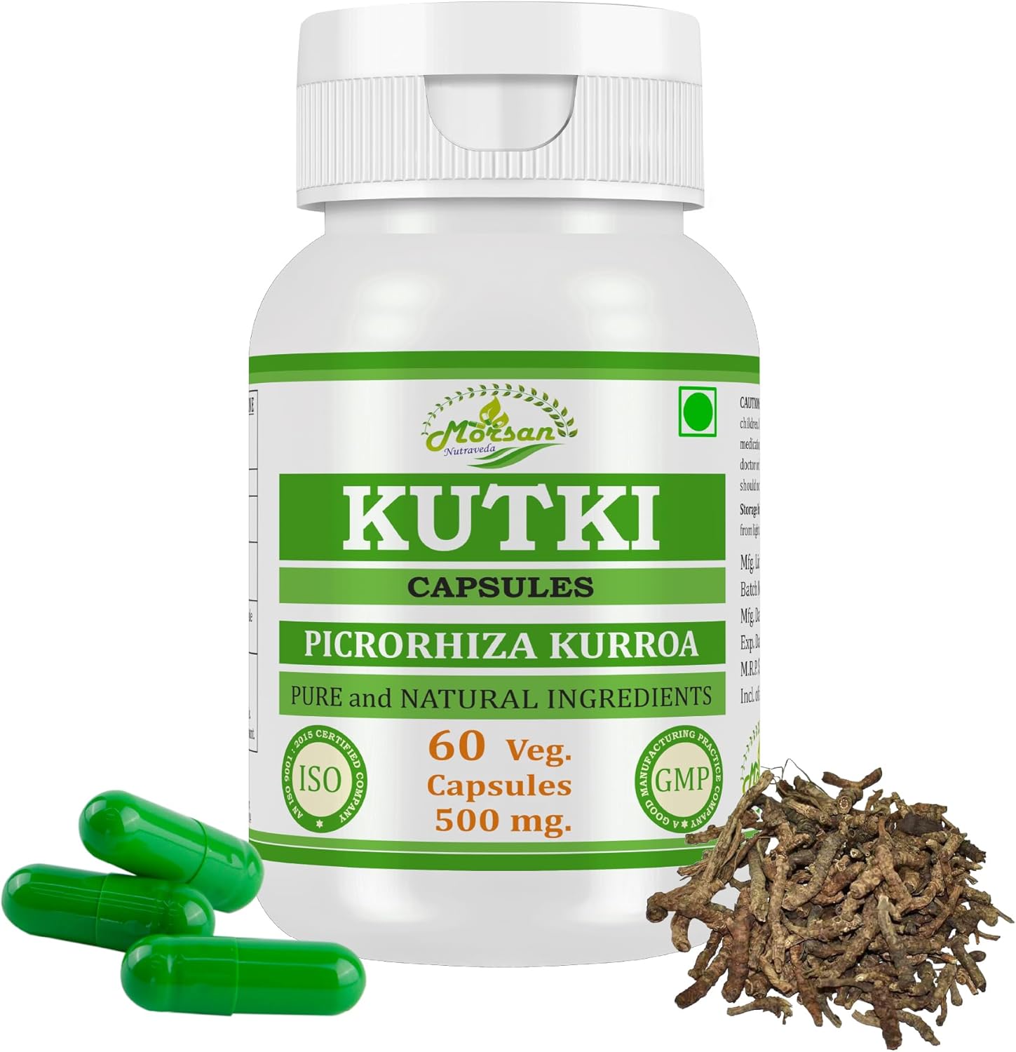 Kutki (Picrorhiza Kurroa) Capsule | Ayurvedic Herbal Supplement | 500 mg per Serving | 60 Veggie Capsules | Supports Liver Health and Digestive Wellness | Non-GMO (1 Bottle of 60 Capsules)