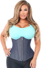 Daisy corsets Women's Top Drawer Denim Blue Steel Boned Underbust Corset W/Zipper