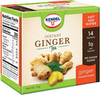 Kendel Instant Ginger Tea – Unsweetened Real Ginger Powder Drink – Caffeine Free Digestive Support – Hot or Cold Mix – 14 Sachets
