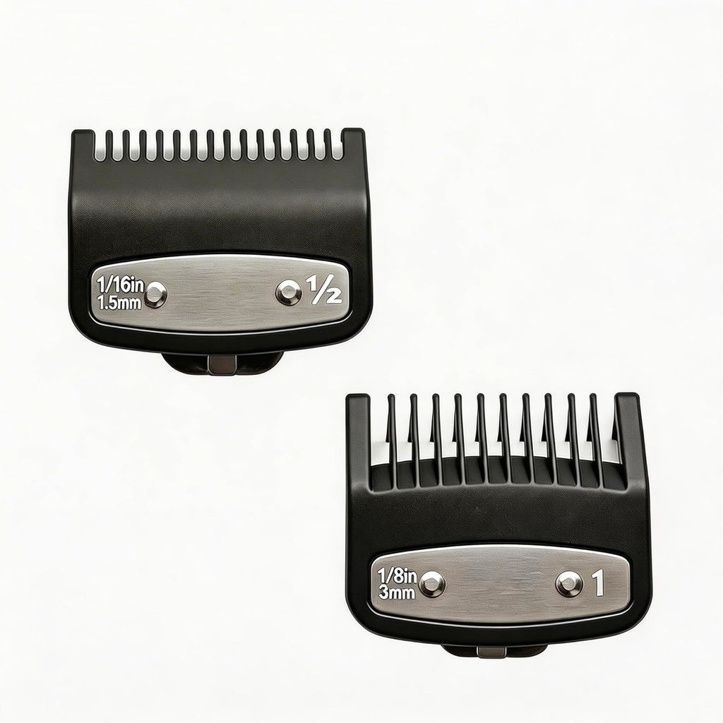 Replacement for Clipper Guards Set Compatible with 1 clipper guards,1/2 clipper guards,Guide Comb Attachment 1/8"(3.0 mm),1/16" (1.5 mm),for Barbers and Stylists,Black-2 PCS