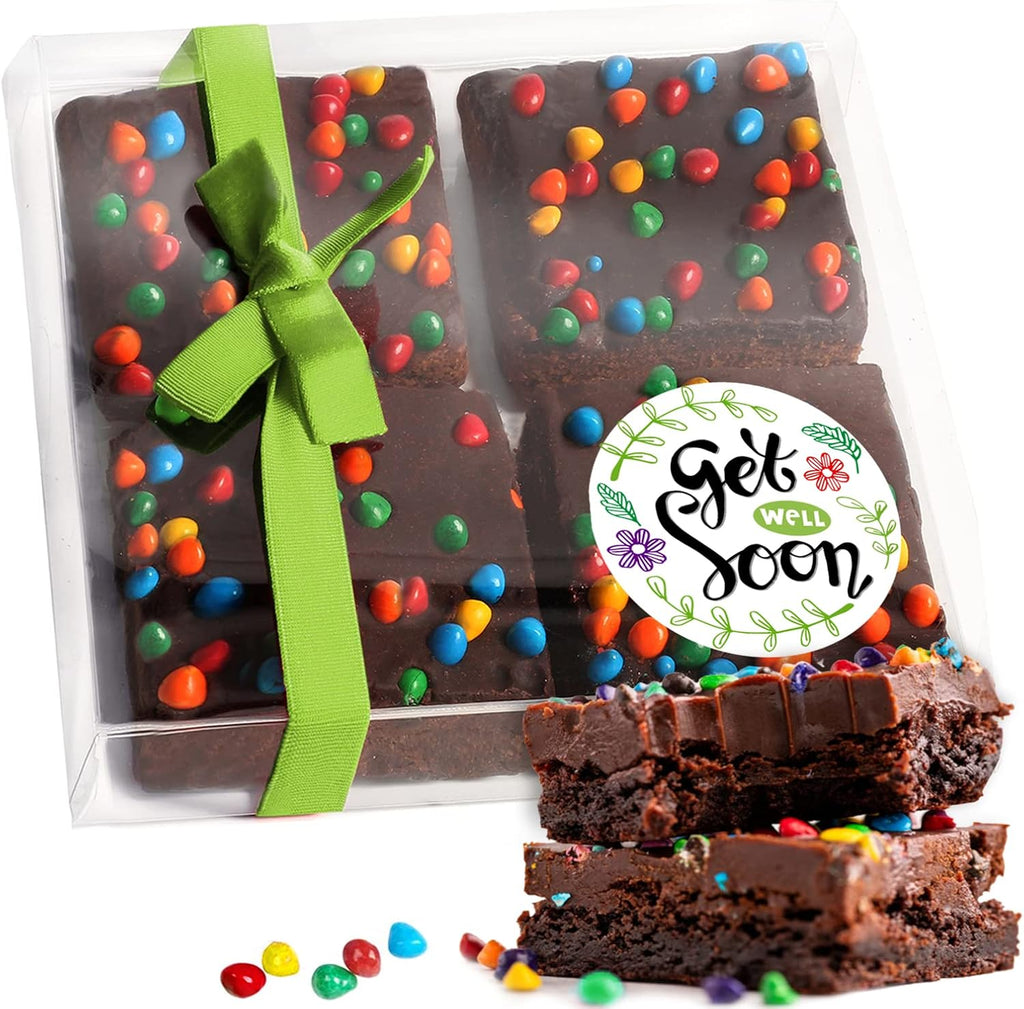 Get Well Soon Gift Basket Chocolate Brownies Box For Kids and Adults After Surgery Care Package Feel Better Sick| Nut Free