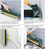 2 in 1 Floor Brush Scrubber with Long Handle Grout Brush 3 Poles 53.5'' New Upgrade Stiff Bristle Cleaning Scrub Brush with Squeegee 120°Rotating Tile Brush for Cleaning Bathroom Glass Patio Kitchen