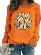 QYZ-Top Fall Pumpkin Sweatshirt for Women Pumpkin Pullovers Halloween Thanksgiving Long Sleeve Shirt Tops
