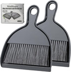 THINKLEARN 2PCS Small Dust Pan and Brush Set, Mini Broom and Dustpan Set, Compact and Hand Broom Combo Set for Cleaning, Dark Gray