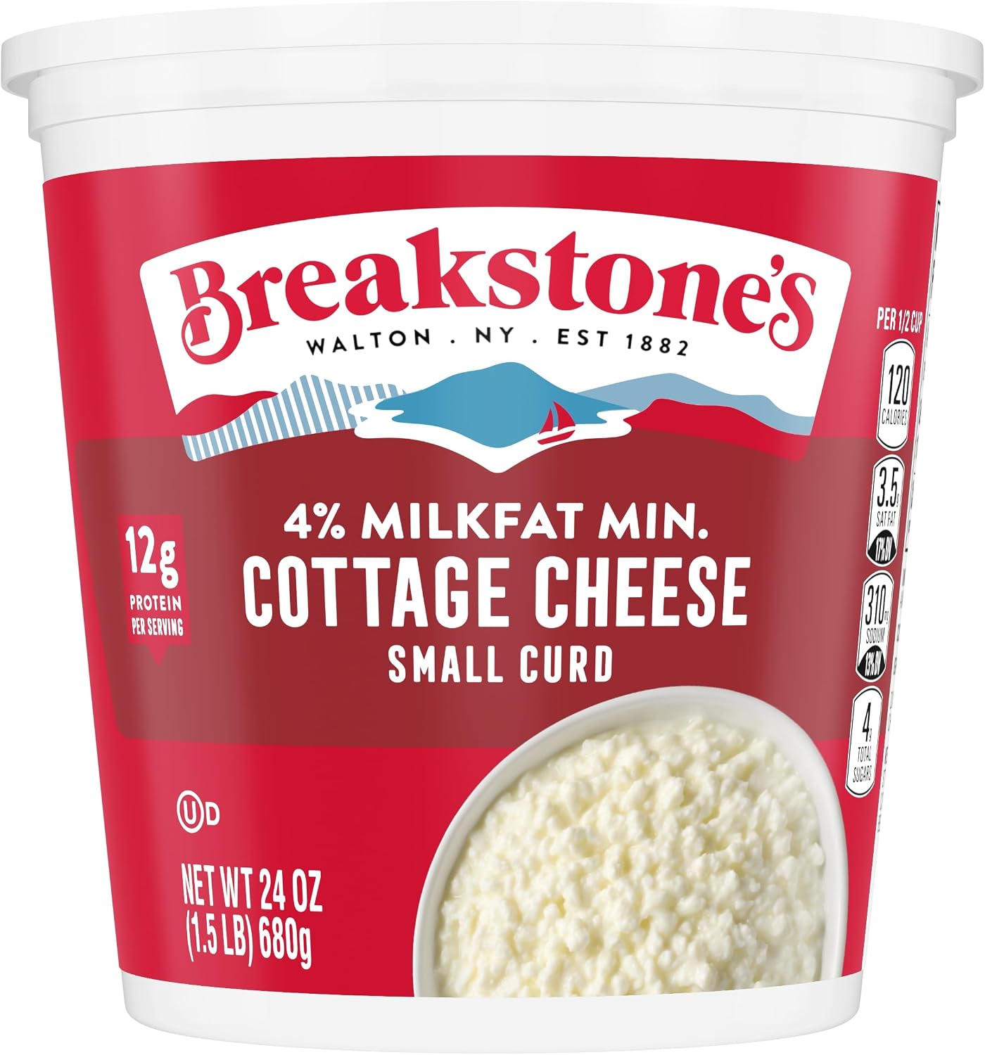Breakstone's Small Curd Cottage Cheese with 4% Milkfat, 24 oz Tub