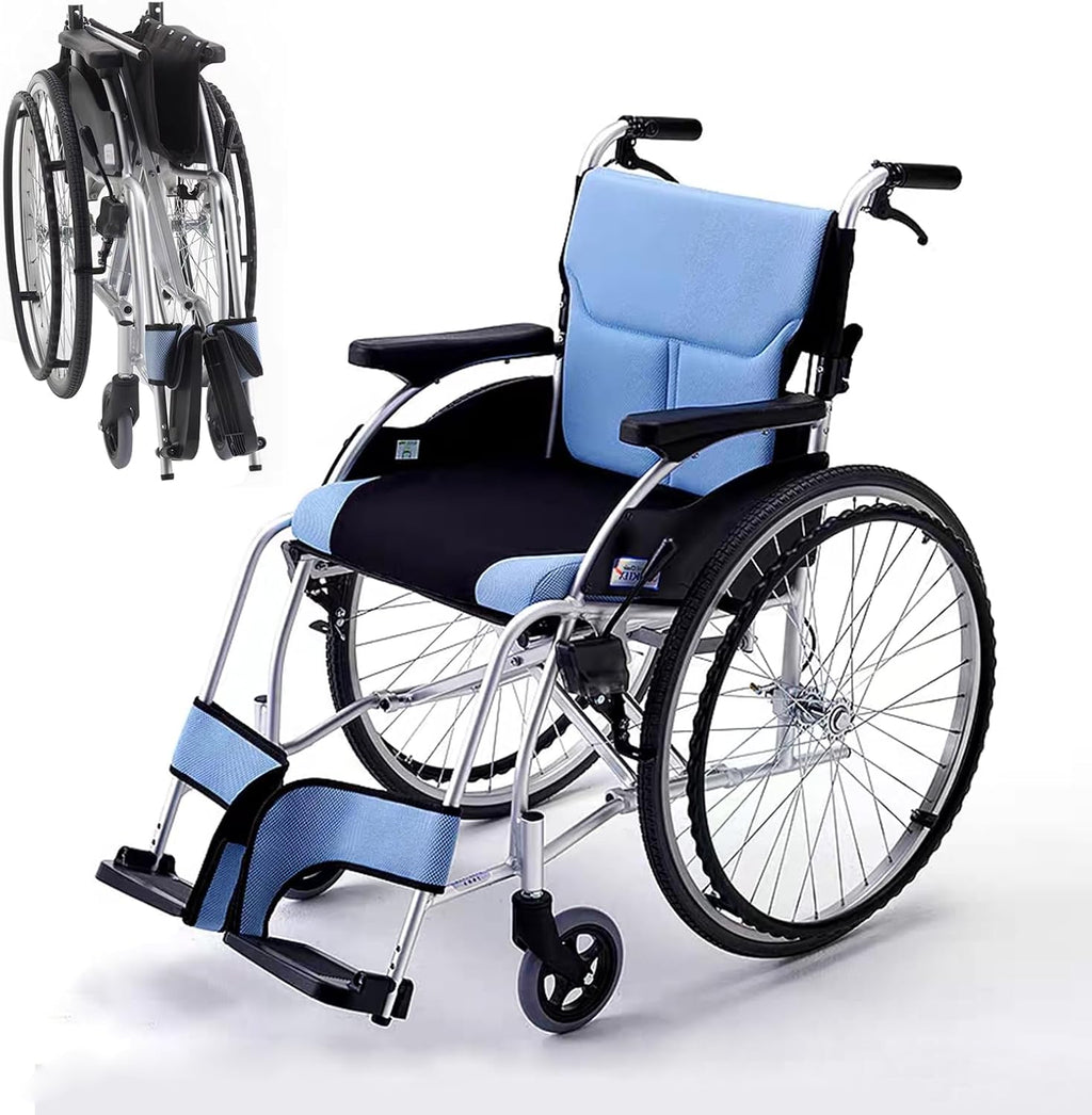 Aluminum Multifunctional Manual Wheelchair,Lightweight Foldable Transport Chair,Extra-Wide Bariatric Wheelchair,Portable Compact Travel Wheelchairs for Elderly