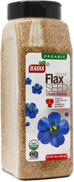 Badia Organic Ground Flax Seed, 16 oz - Superfood High in Fiber & Omega-3, Certified Organic, Non-GMO, Baking, Smoothies & Cooking