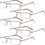 Eyekepper 5-Pack Stainless Steel Frame Half-eye Style Reading Glasses Readers Brown +2.25
